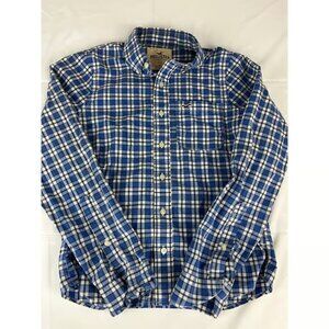 Hollister Mens Button Down Shirt Plaid Long Sleeve Casual Top Blue Small